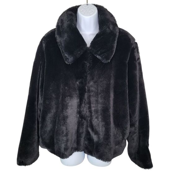 Express Black Faux Fur Jacket Coat Size XL - Picture 1 of 6